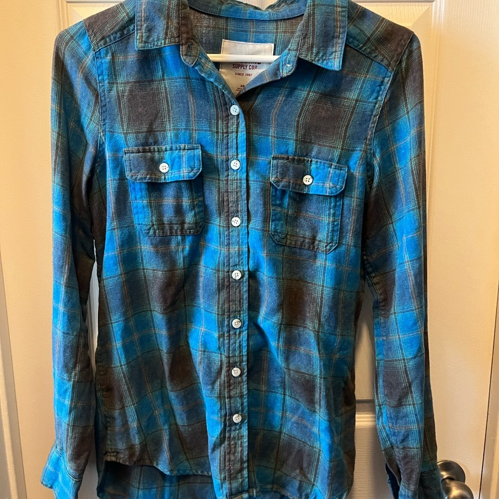 Mossimo Supply Co. Blue Plaid Shirt